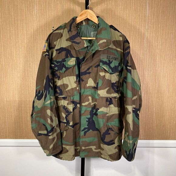 Carrribean Needle Point Inc Men's Woodland Camo Field Military Jacket Medium - Picture 1 of 10